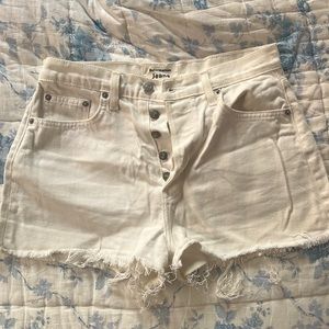 Reformation white jean shorts
